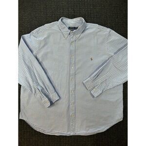 Polo Ralph Lauren Mens 3XB Gingham Button Down Shirt Blue Classic Fit Big & Tall